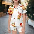 thumbnail image 2 of LUOGENLI Pamajas Girls Christmas Pajamas Shorts Sets Silk Little Baby Girls Boys Pajamas Set Christmas Satin Silk Kids Sleepwear 2 Piece Button down Classic Loungewear Shorts White 8-9 Years, 2 of 4