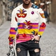 thumbnail image 1 of Amzcrzy Sudadera Para Hombre, Moda Para Hombre, Estampado De Carnaval, Blusa De Manga Larga Y Cuello Redondo, Amarilla, 2Xl, 1 of 5