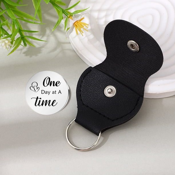 Moneda de decisión con palabras motivacionales como regalo para enamorados. Llaveros de acero inoxidable, colgantes para llaves de coche, regalo de bolsillo de PU.
