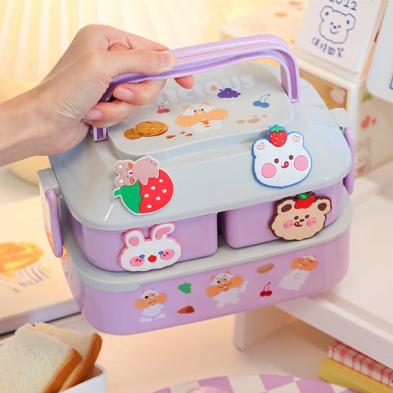 Kawaii Japanese Style Bento Box With Lid Cute Lunch Boxes For Girls  Compartment Portable Kids Student