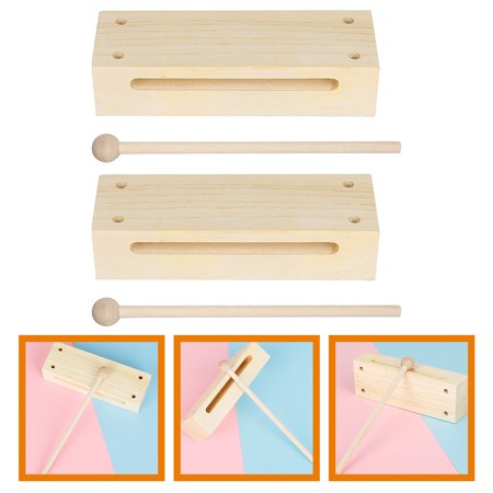 KAKOWELY Wood Rhythm Sticks Wood Block Instrument 2 Sets 6.68X2.28X1.49in