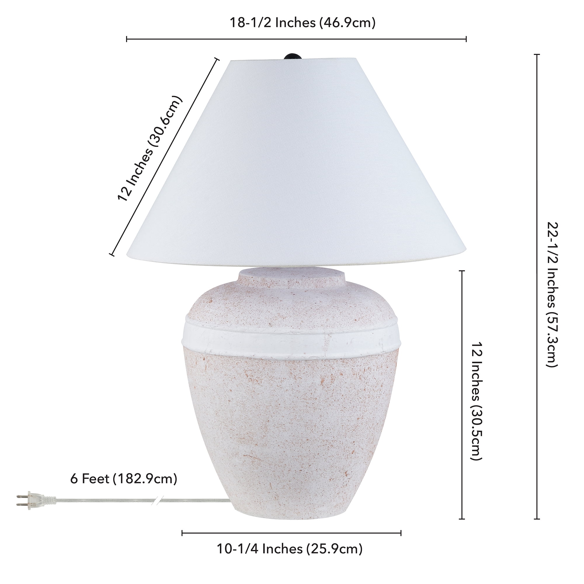 Evelyn&Zoe Chiara 23" Tall Ceramic Table Lamp with Fabric Shade, White Terracotta/White