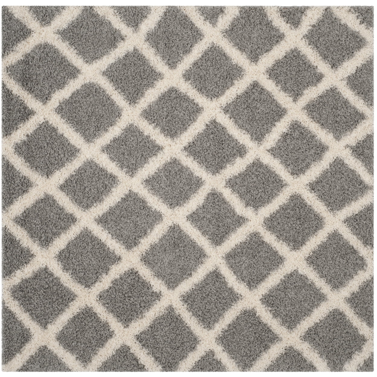 SAFAVIEH Dallas Jerrie Geometric Shag Area Rug, Grey/Ivory, 8'6" x 12'