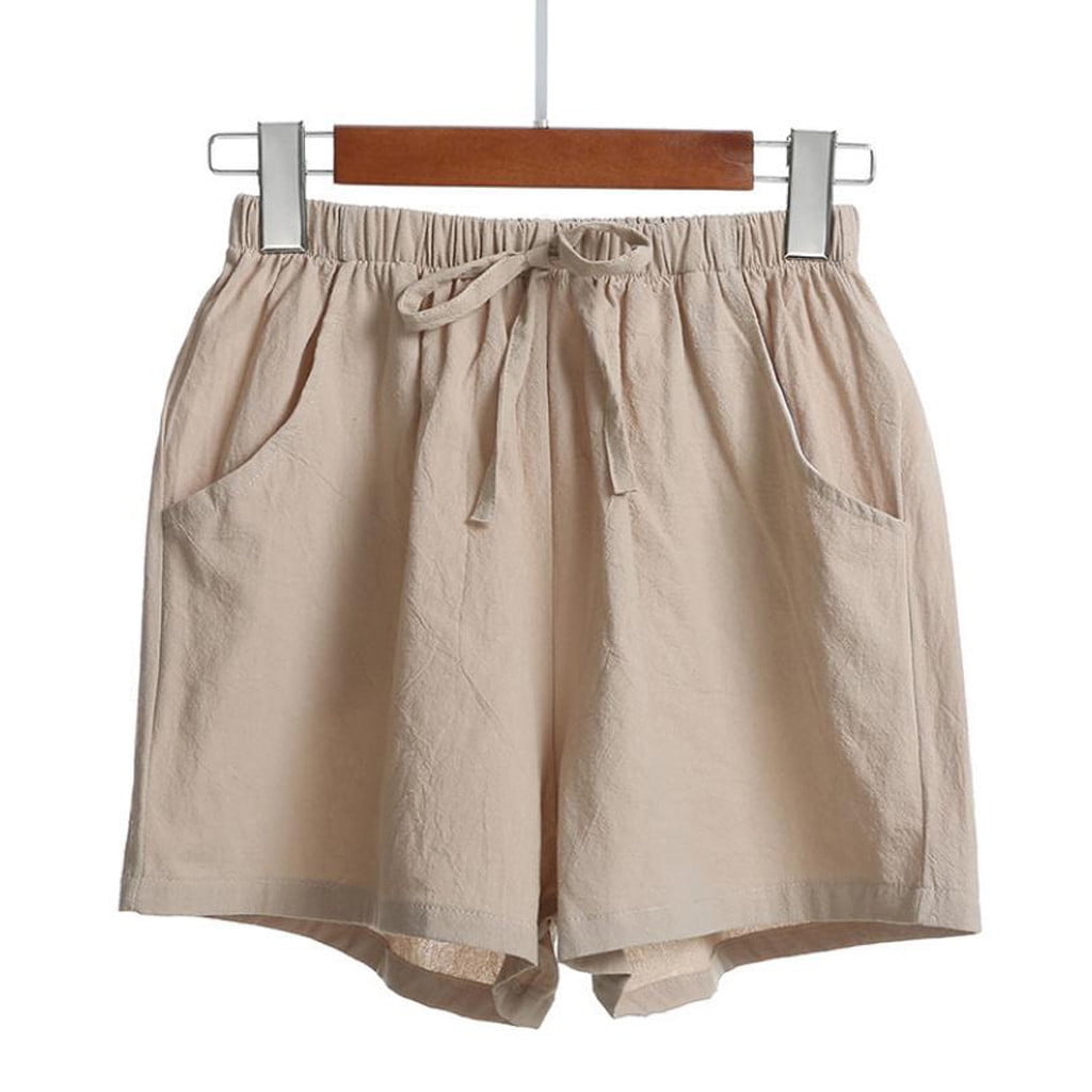 Shorts High Waist Linen Loose Casual 