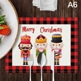 thumbnail image 1 of PENGXIANG Ensemble de 4 Napperons de Noël Motif à Carreaux Rouges Napperons de Cuisine Père Noël, 1 of 4