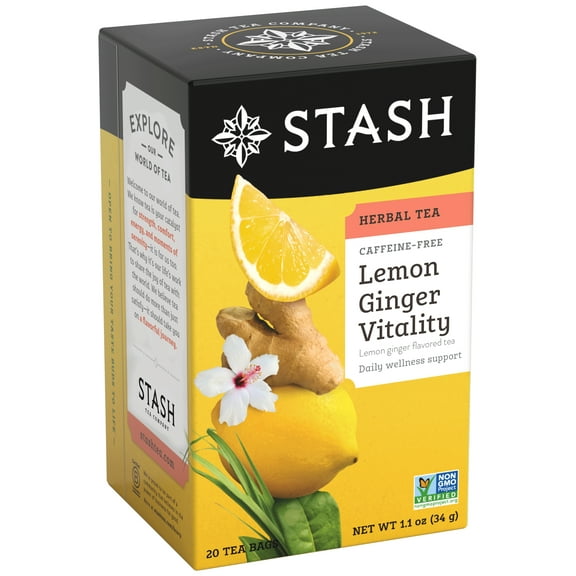 Stash Tea, Lemon Ginger Herbal Tea, 20 Ct
