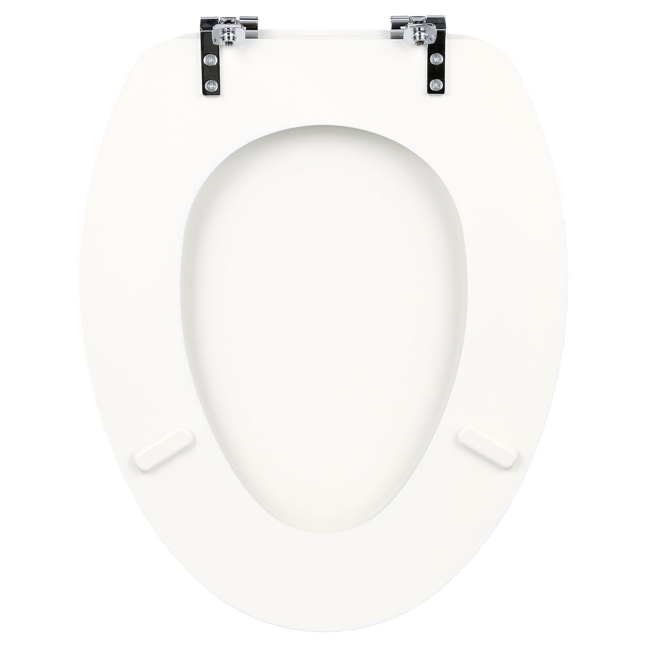 Mayfair Edgewater White Elongated Enameled Wood with Stay·Tite & Chrome Hinges Toilet Seat