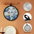 thumbnail image 6 of ZIATUBLES 2 PCS Pot Holders Heat Resistant Hot Pads Oven Mitts Dual Function Stylish Soft Grip Machine Washable Potholders Kitchen 8 Inch Round Decor, Butterfly Hydrangea Blue Letter, 6 of 7