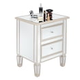 thumbnail image 3 of IVV Mirrored Nightstand with 2 Storage Drawers, Glass Bedside Table for Bedroom, Silver & Gold, 3 of 10