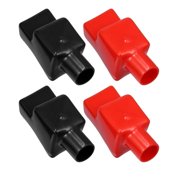 2 Pair Battery Terminal Cover Boot Protector Cable Lug Caps for Cars Boat 2.52"x1.38"x1.54" Black Red