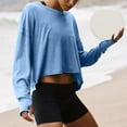 thumbnail image 6 of Womens Oversized Open Back Sweatshirts Long Sleeve Backless Shirts Cropped Off The Shoulder Crew Neck Workout Tops, 6 of 9
