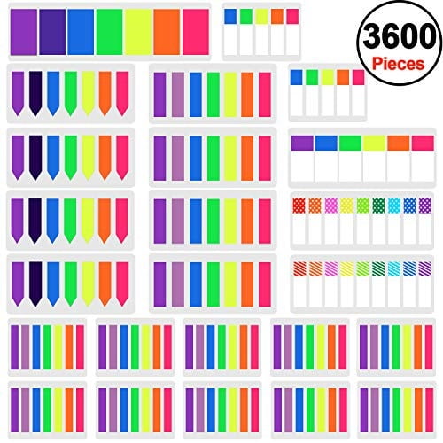 Yowanted 2 Sets Bookmark Colored Index Tabs Flags Fluorescent Sticky Notes for Page Marker 10 Colors 300 Pieces