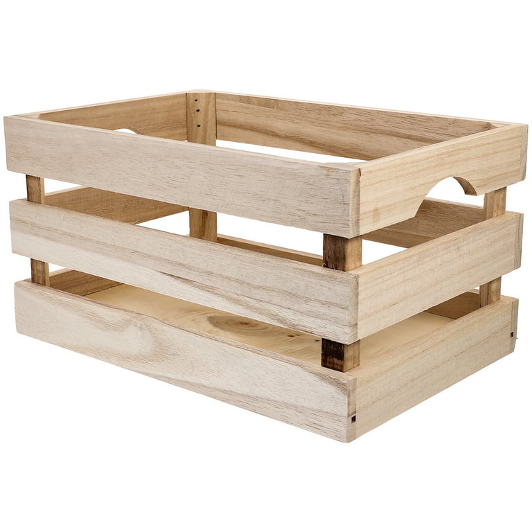 Wooden Baskets for Gifts Wood Storage Basket Wooden Organizer Vintage Storage Box Large-capacity Wood Crate Basket, Size: 31x22x17CM