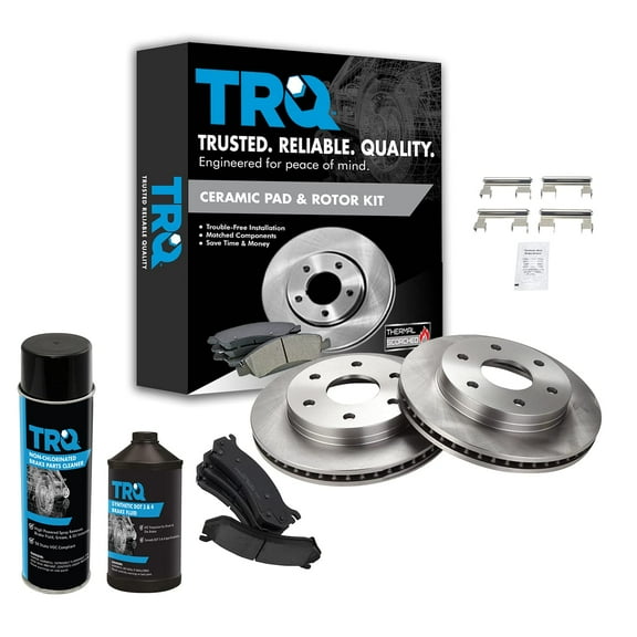 TRQ Front Premium Ceramic Disc Brake Pad & Rotor Kit w/Chemicals for GM Truck BKA17606 Fits select: 1999-2007 CHEVROLET SILVERADO, 2000-2006 CHEVROLET TAHOE