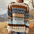 thumbnail image 4 of larppty Sweater for Women Fair Isle Fall Vintage Casual Loose Long Sleeve Crewneck Knitted Jumper Sweated Tops (Khaki, S), 4 of 9