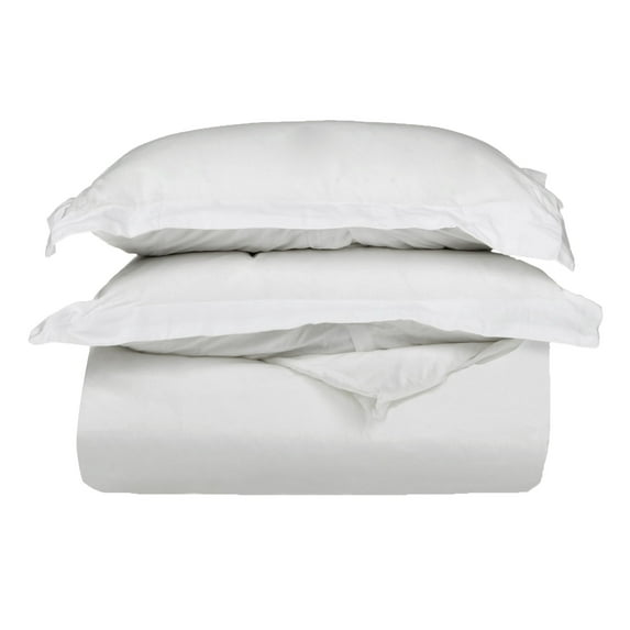 400-Thread Count 100% Egyptian Cotton Solid Duvet Cover and Pillow Sham Set White / Twin