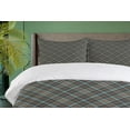 thumbnail image 4 of Ambesonne Abstract Duvet Cover Set, Classic Plaid Inspired, Calking, Redbrown Slate Blue, 4 of 6