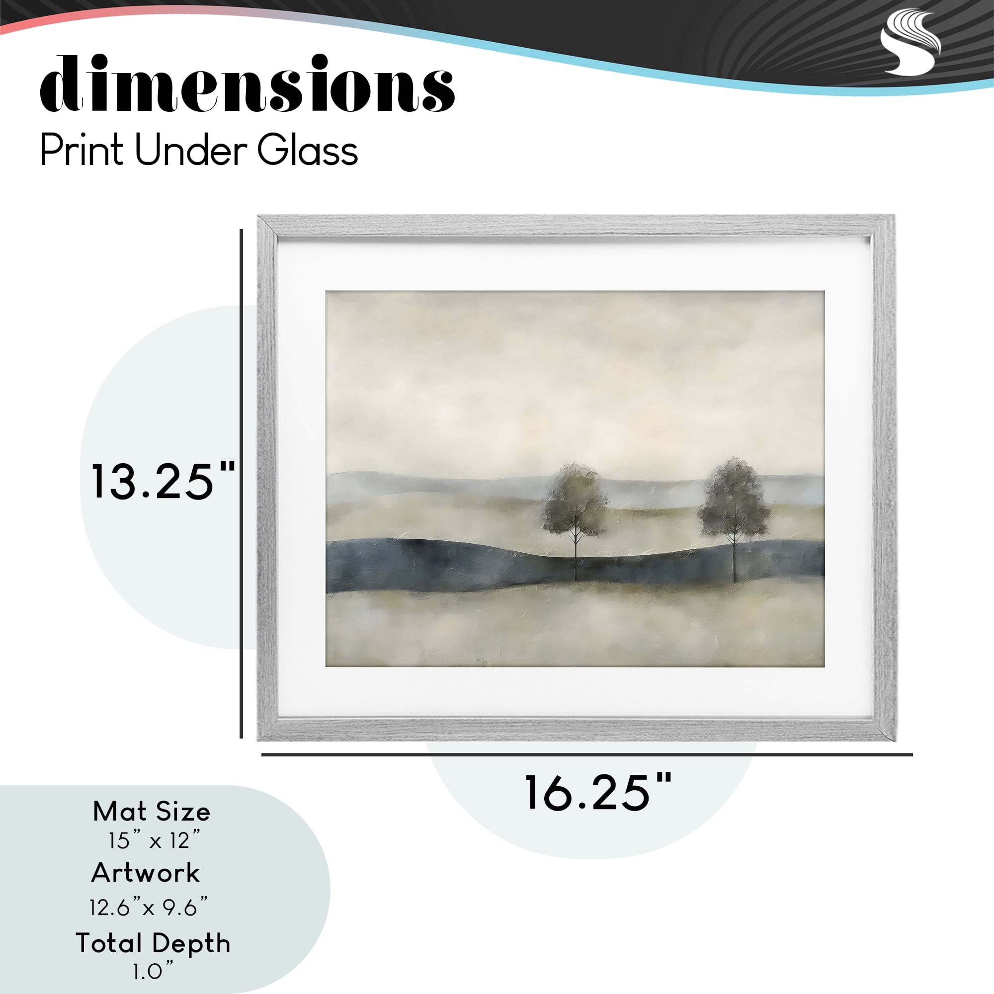 Stupell Industries Muted Horizon with Trees Gray Framed Print Under Glass, design by Riley B