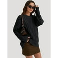 thumbnail image 3 of Women'S Oversized Cable Knit Crewneck Sweaters, 3 of 6
