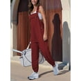 thumbnail image 5 of Women'S Casual Corduroy Overalls Sleeveless Adjustable Straps Jumpsuits for Women with Pockets Wine Red XL, 5 of 8