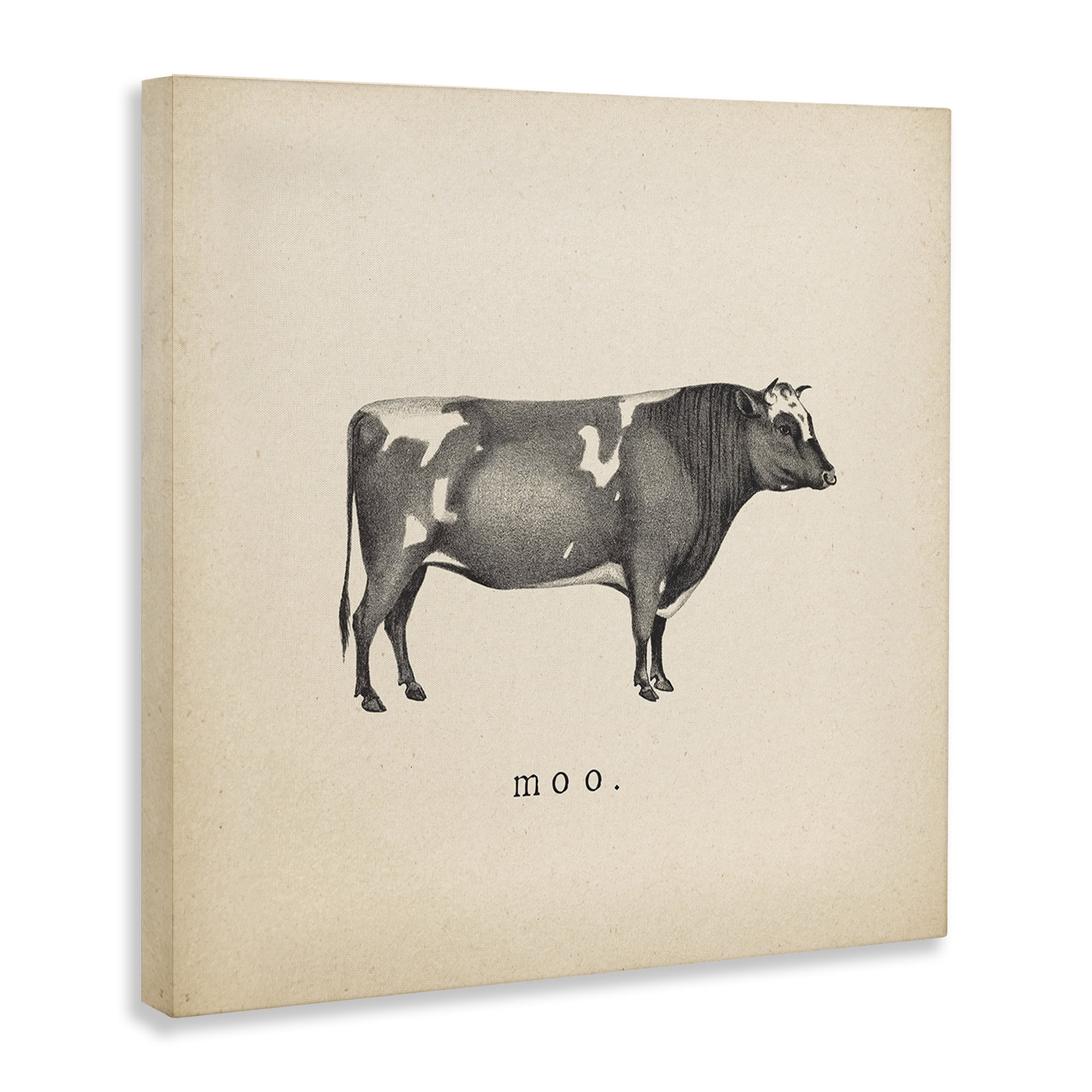 Stupell Industries Moo Farm Cow Sounds Animals Painting Wrapped Canvas Art Print Wall Art, 17 x 17