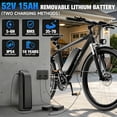 thumbnail image 4 of 1000W Peak Class 2 Electric Mountain Bike, Ages 18+, 26", Max 20MPH, 52V 15Ah (780Wh) Removable UL2849 Lithium-Ion Battery, up to 75-Mile Range, Shimano 21-Speed, Black, 4 of 10