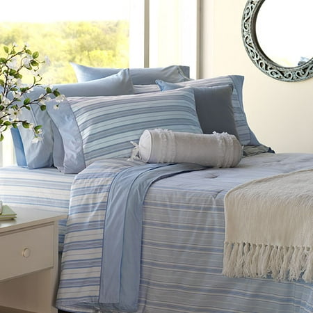 Home Trends Reversible Mini Comforter Set, Blue Stripe