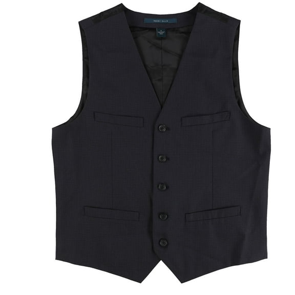 Perry Ellis Mens Techno Slim Fit Five Button Vest, Blue, Small (Regular)