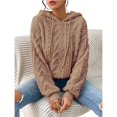 thumbnail image 1 of Suéter Holgado de Franela con Capucha para Mujer, Larga y Cálido para Invierno Caqui S, 1 of 8