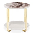 thumbnail image 3 of Michael Amini Ariana Faux-Marble End Table - White/Gold, 3 of 7