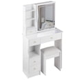 thumbnail image 6 of 29.2" Small Size Vanity Table with Stool & LED Mirror, Touch Control 3-Color Lights, Brightness Adjustable, Left Drawer Storage, Compact Makeup Desk, White, 6 of 7