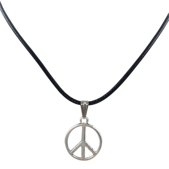 Necklaces Pendants New Retro Peace Necklace Pendant Black Leather Cord Choker Charm