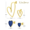thumbnail image 5 of Linawe Blue Mismatched Heart Earrings for Women Trendy, Gold Stud Earring Sets, Hypoallergenic Titanium Stainless Steel Cartilage Earring, Gift Anniversary Valentines Day Birthday, 5 of 6