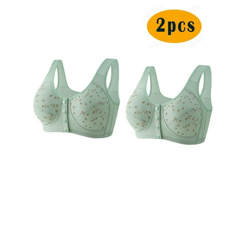 Crunowin Wireless Bra 2Pc Women s Plus Size Push Up Bra  Solid Color Non-Steel Ring Gathering Casual Comfort Bras for Women Green XL