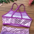 thumbnail image 5 of DPOIS Kids Girls 2 Piece Mermaid Scales Ballet Dance Sports Bra Crop Top with Shorts Lavender 4, 5 of 7