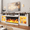 White, variant on Sonegra 80 inch Fireplace TV Stand for TVs up to 90" with Electric Fireplace, Farmhouse Entertainment Center with LED Lights and Glass Door, Modern TV Consoles for Living Room, Black