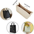 thumbnail image 3 of 2 Colors Felt Handbag Insert Organizer Tote Bag Organizer with Pockets Bag in Bag for Hermes Evelyne 16 Microfiber Purse Insert Liner Bag Interior Shaper Rectangle Compartments Khaki Grey, 3 of 9