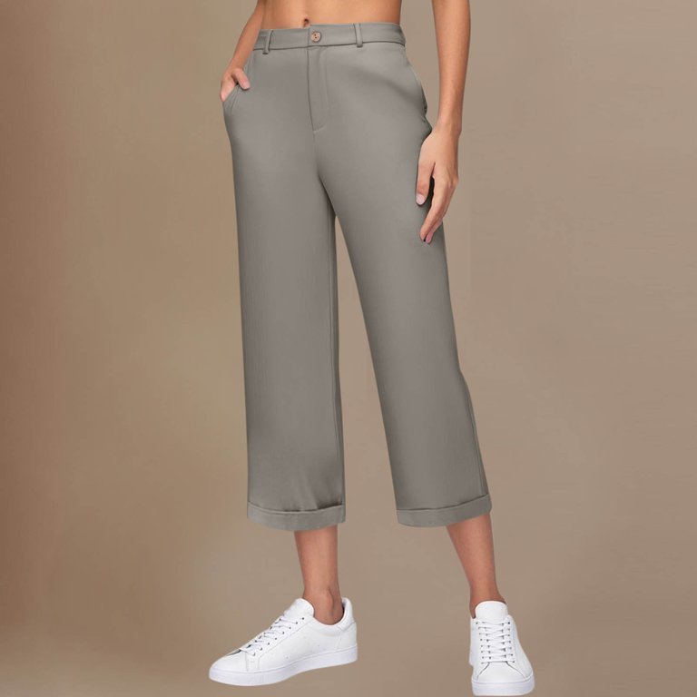biudgviw Dress Pants for Women Pull on Wide Leg Business Casual Pants Capri  Palazzo Work Pants High Waisted Cropped Trousers for Office - Walmart.com