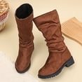 thumbnail image 6 of DxhmoneyHX Girls Knee High Faux Suede Boots 4-15 Years Pull On Tall Riding Boot Fashion Fall Winter Dress Boot with Low Heel, 6 of 7