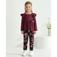 thumbnail image 2 of SANMIO Toddler Girl Clothes Long Sleeves Ruffle Top Floral Pants Cute Fall Winter Daily Casual Toddler Outfits, 2 of 7