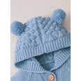 thumbnail image 4 of Dewadbow Newborn Baby Boy Girl Bear Ear Knit Romper Hooded Wool Sweater Jumpsuit, 4 of 6
