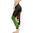 thumbnail image 3 of DISNIMO Polynesia Floral Printed Women's Workout Leggings, Stretch Yoga Pants Leggings Tummy Control Workout Yoga Pants for Yoga Gym, Black and Yellow, XS, 3 of 6