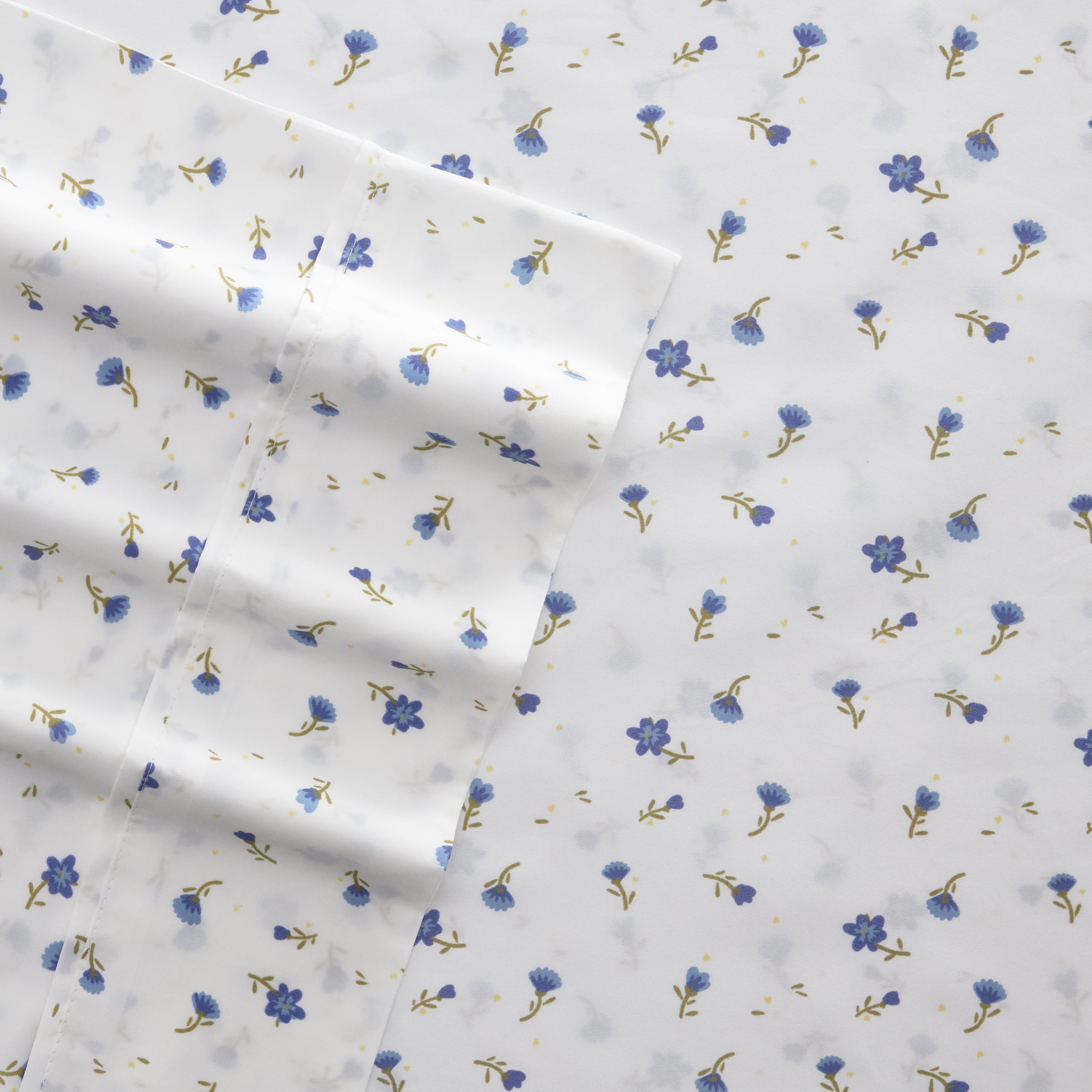 Noble Linens 4 Piece Pattern Microfiber Bed Sheets Set, Light Blue Floral, Full