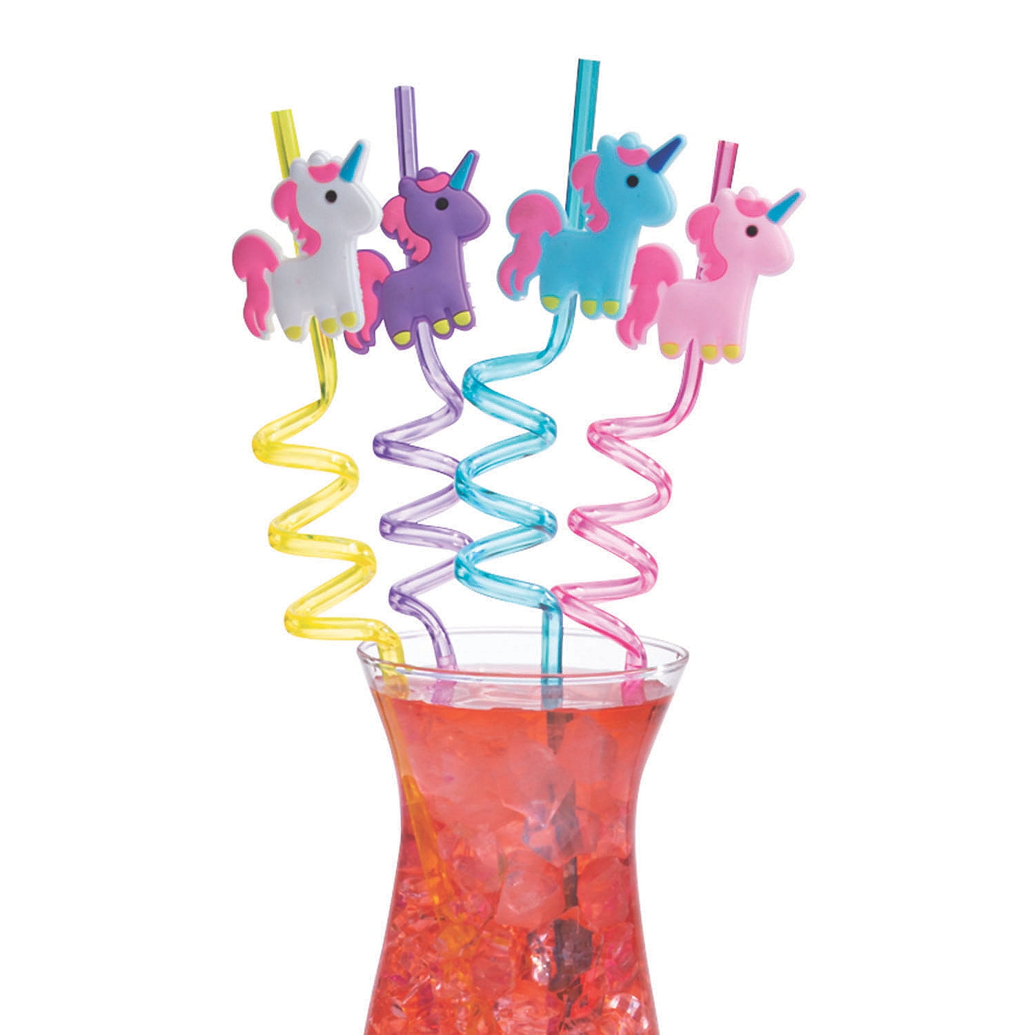 6Pc Assorted Silly Straws Pack Kids Party Bag Fun Colourful Drinks Accessories 