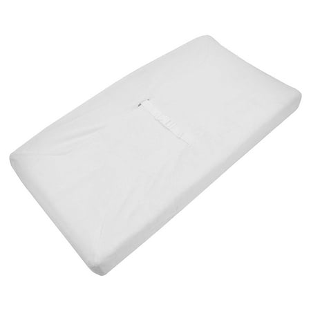 TL Care Heavenly Soft Chenille Fitted Contoured Changing Pad Cover, White, for Boys and