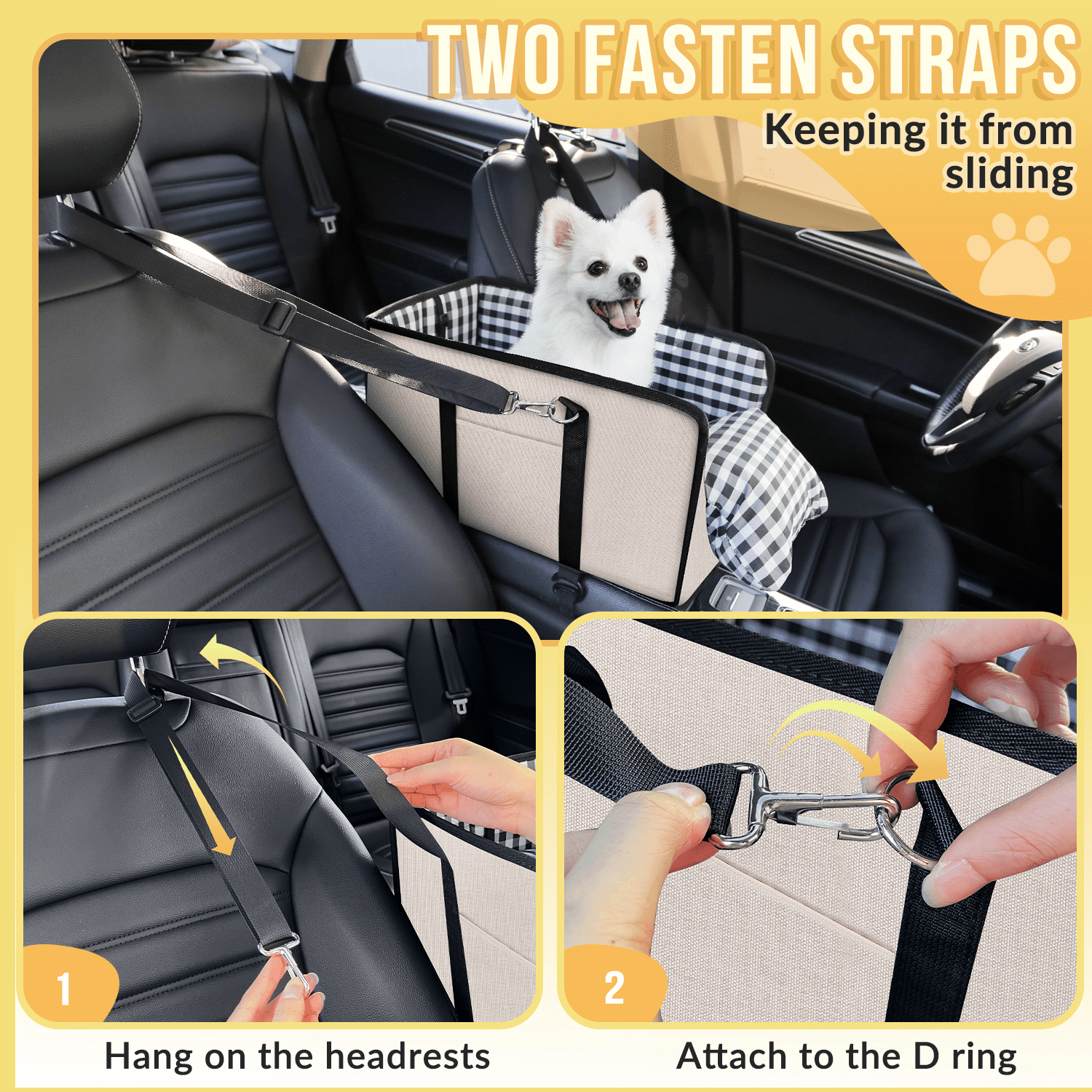 AUTOWT Console Dog Car Seat, Booster Seat with Safety Belt and Soft Cushions, Portable Carrier for Dogs up to 11lbs