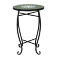 thumbnail image 4 of Hassch 14" Round Side Table, Indoor & Outdoor Accent Table, Modern End Table, Metal Plant Stand for Garden, Patio, Living Room, Green Flower, 4 of 7