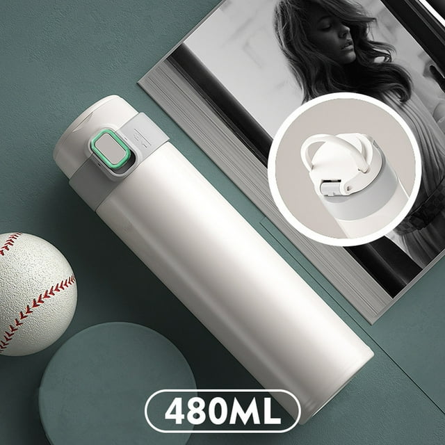EGNMCR Tasses Portables et à la Mode Gobelet d'Eau en Acier Inoxydable pour Hommes et Femmes avec Poignée Couvercle à Ressort Gobelet Isotherme Bouteille d'Eau