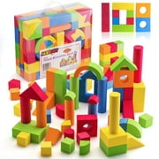 JaxoJoy Foam Building Blocks for Kids– 108 Piece EVA Foam Blocks Gift Playset for Toddlers Includes Large, Soft, Stackable Blocks in Variety of Colors, Shapes & Sizes – Recommended