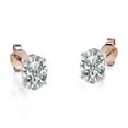 thumbnail image 6 of JeenMata 4 Prong 2.5 Carat Oval Cut Moissanite Solitaire Stud Earrings In 18K Rose Gold Plating Over Silver, 6 of 6